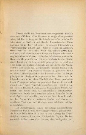 Kurze Vorgeschichte des K. Humanistischen Gymnasiums Fürth