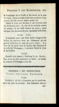 Frederic I. Dit Barberousse Vingt-Deuxieme Empereur.