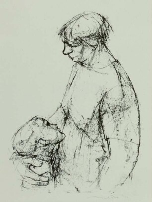 Frau mit aufblickendem Jungen
