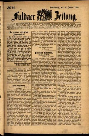 Ausgabe vom Donnerstag, den 18. Januar 1883.