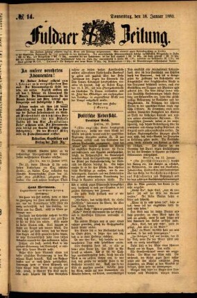 Ausgabe vom Donnerstag, den 18. Januar 1883.