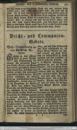 Beicht= und Communion=Gebete