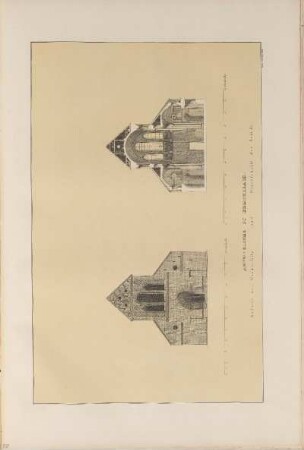 Illustration: Abtei-Kirche Zu Heisterbach. Aufriss der Vorderseite und Durchschnitt des Schiffs.