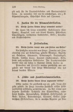E. Likör- und Konditoreiwarenfarben.