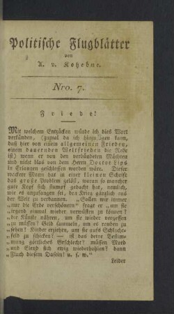 Nro. 7. Friede!