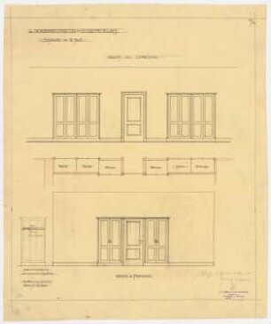 Gutshaus Mendelssohn-Bartholdy (Landhaus Hasenheide), Bernau Umbau: Ansicht der Schränke in Flur und Gästezimmer im 1. Obergeschoss 1:25