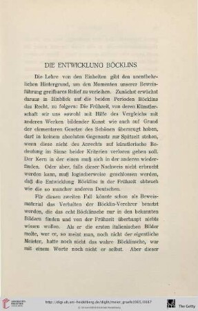 Die Entwicklung Böcklins