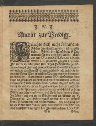 Antritt zur Predigt.