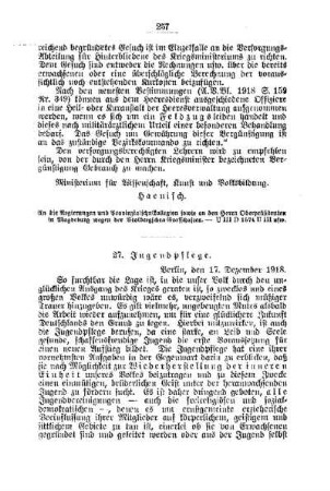 Jugendpflege : [D. Allgemeine Angelegenheiten der Unterrichtsanstalten]