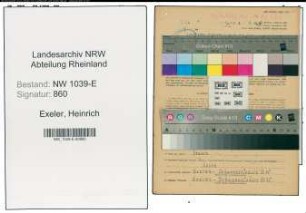 Entnazifizierung Heinrich Exeler , geb. 14.02.1901 (Maschinist)