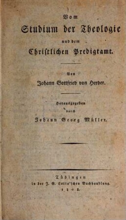 Vom Studium der Theologie und dem christlichen Predigtamt