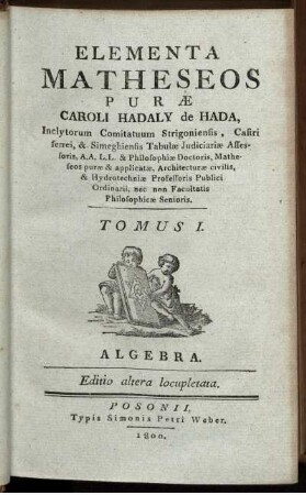 Tomus 1: Elementa Matheseos Purae. Tomus 1
