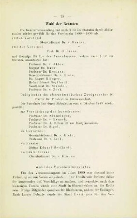 Wahl der Beamten und des Versammlungsorts