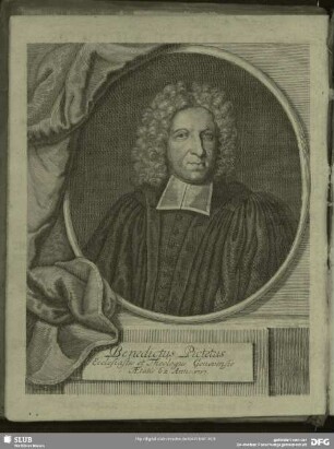 Benedictus Pictetus Ecclesiastes et Theologus Genevensis Aetatis 62. Anno. 1717