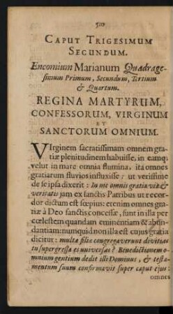Caput Trigesimum Secundum. Encomium Marianum Quadragesimum Primum, Secundum, Tertium & Quartum. Regina Martyrum, Confessorum, Virginum Et Sanctorum Omnium.