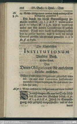 Der Käyserlichen Institutionum Vierdtes Buch