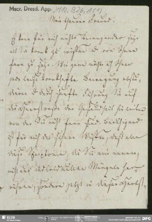 Eigenh. Brief von Johann Ferdinand Koreff an August Wilhelm von Schlegel, Paris, 1806