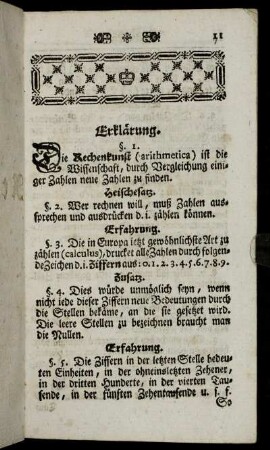 Rechenkunst Von dem Zählen. - Rechenkunst Von dem Multipliciren.