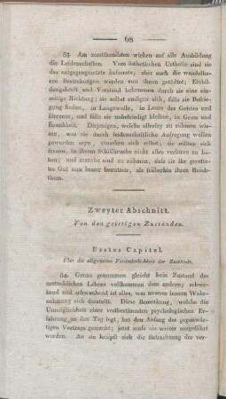 Zweyter Abschnitt. Von den geistigen Zuständen.