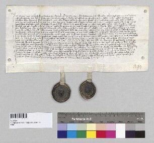 Peter und Hilpolt, die Gebrüder Frauenberg zu Brunn, verkaufen an Erasmus Laiminger ihre zwei Höfe zu Norlaching und ihre Hube daselbst.; S1: Peter Frauenberg zu Brunn; S2: Hilpolt Frauenberg zu Brunn