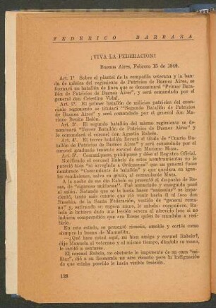 ¡Viva la Federación! : Buenos Aires, Febrero 15 de 1840.