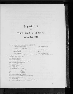 Jahresbericht des Erbschafts-Amtes für das Jahr 1899.