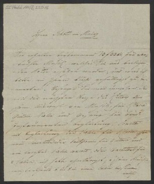 Brief an B. Schott's Söhne : 15.09.1822