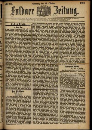 Erste Ausgabe vom Samstag, den 12. Oktober 1889.