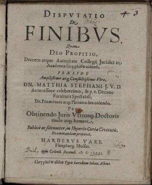 Disputatio De Finibus