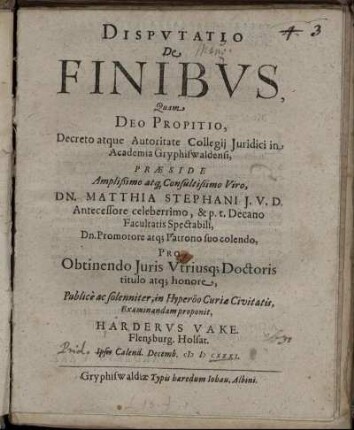 Disputatio De Finibus