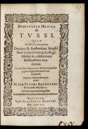 Disputatio Medica de Tussi