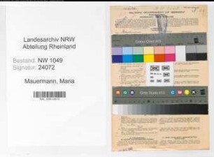 Entnazifizierung Maria Mauermann , geb. 19.03.1895 (Postbeamtin)