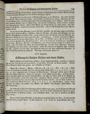XVII. Capitel. Erklärung der Gantzen Brüchen aus einem Gulden. - XVIII. Capitel. Erklärung der Theile in einen Gantzen Bruch von einem Gulden zu verwandlen.