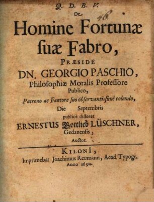 De homine fortunae suae fabro