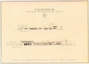 Leegmeerschule / achtklassige katholische Volksschule, Emmerich: Schulgebäude: Ansichten von Osten und Süden