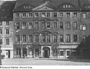 Bautzen, Fleischmarkt 4. Wohnhaus mit Laden (bezeichnet 1710). Straßenansicht