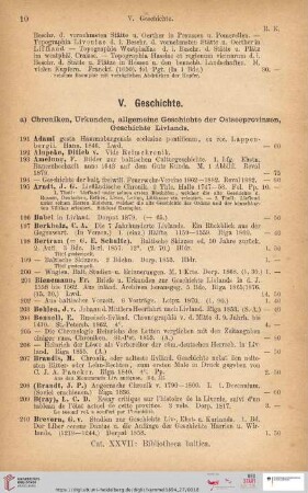 V. Geschichte der baltischen Provinzen (Nr. 191 - 644)