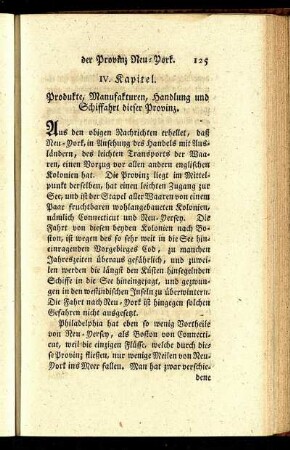 IV. Kapitel. Produkte, Manufakturen, Handlung und Schiffahrt dieser Provinz.