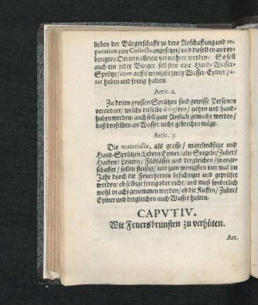 Caput IV. Wie Feuersbrunsten zu verhüten.