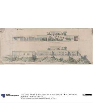 Schloss Orianda auf der Krim. Antikischer Entwurf. Längsschnitt, Seitenansicht