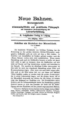 Schiller als Erzieher der Menschheit