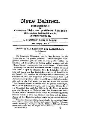 Schiller als Erzieher der Menschheit