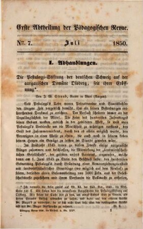 Pädagogische Revue : Centralorgan für Wissenschaft, Geschichte u. Kunst d. Haus-, Schul- u. Gesamterziehung, 1850 = Bd. 25