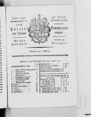40tes Stück., Ausgabe vom 7. Oktober 1795