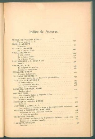 Índice de autores [del Año III, Vol. IV]