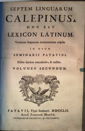 Septem linguarum Calepinus : Hoc est lexicon latinum, variarum linguarum interpretatione adiecta. 2