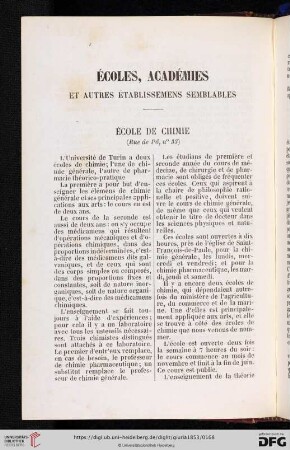 Écoles académies et autres établismens semblables