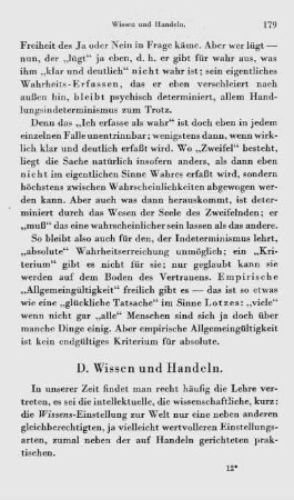 D. Wissen und Handeln