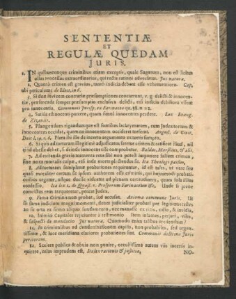 Sententiae Et Regulae Quaedam Iuris.
