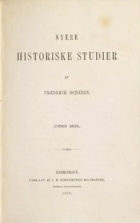 Nyere historiske Studier, 2